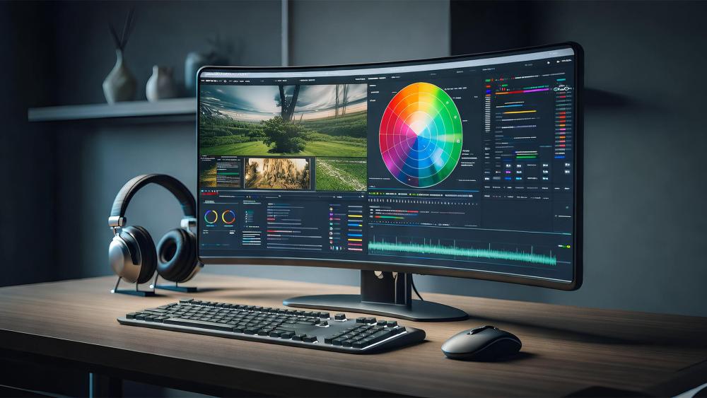 4K curved monitor for colour grading and editing