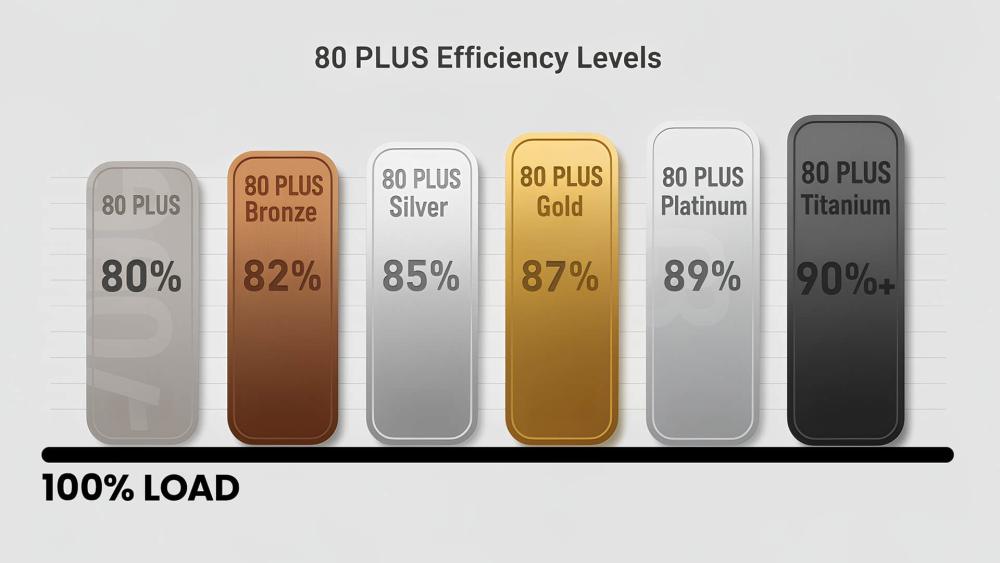 80 Plus PSU efficiency levels from Bronze to Titanium