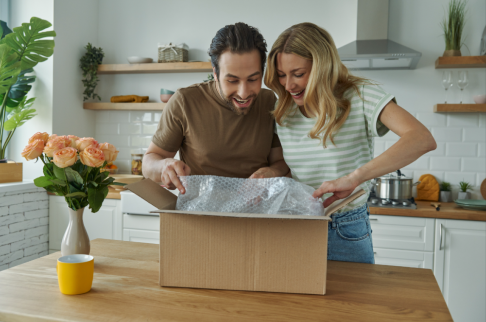 people opening box