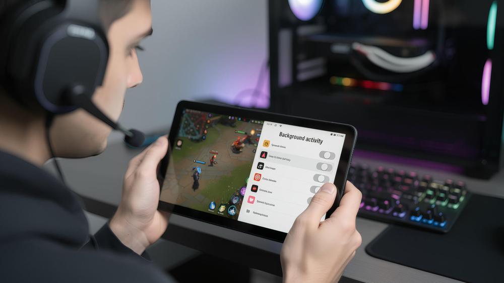 User managing background app activity settings on a tablet