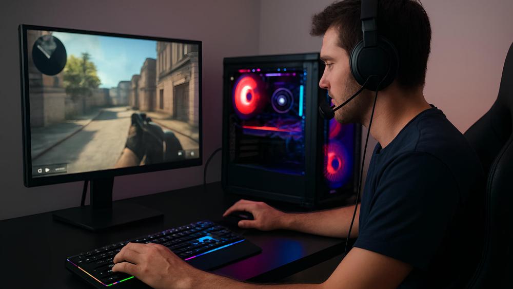 Gamer playing modern games using an AMD Radeon RX 6000 graphics card