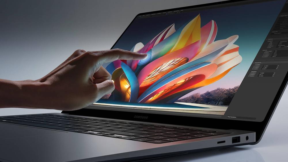 Close view of an AMOLED laptop screen with rich colour depth