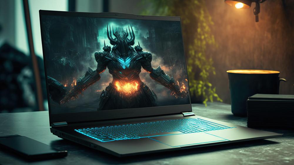 High performance gaming laptop with immersive graphics on screen