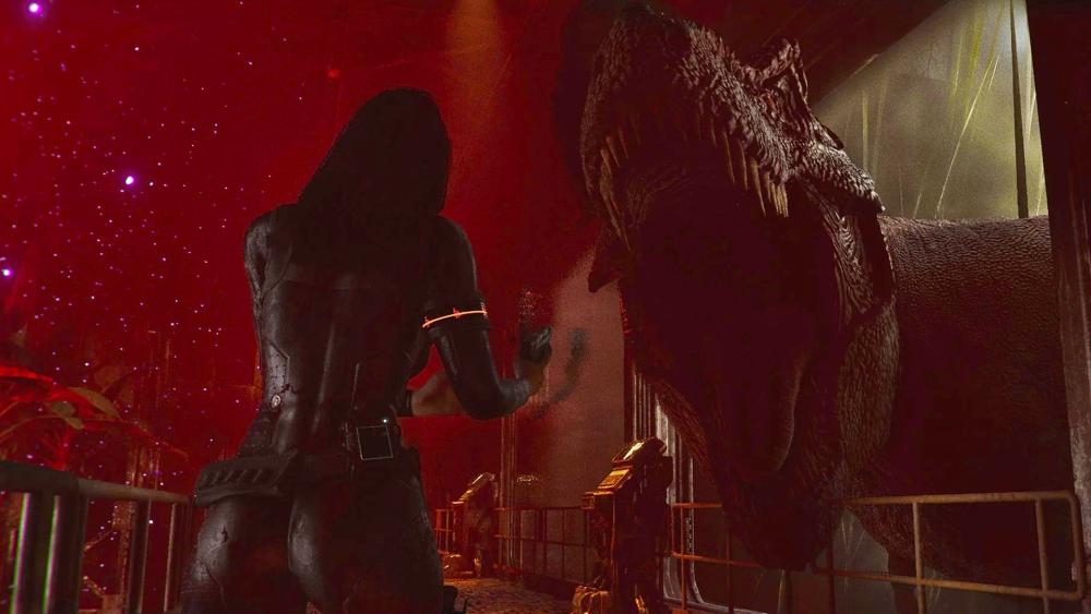 Code Violet PS5 gameplay with character and dinosaur scene