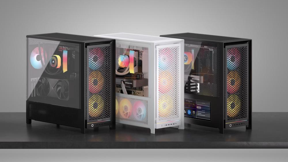 Corsair PC case lineup showing airflow and tempered glass designs
