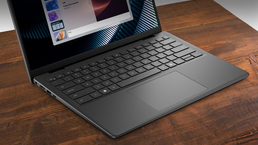 Dell laptop keyboard and trackpad design close-up