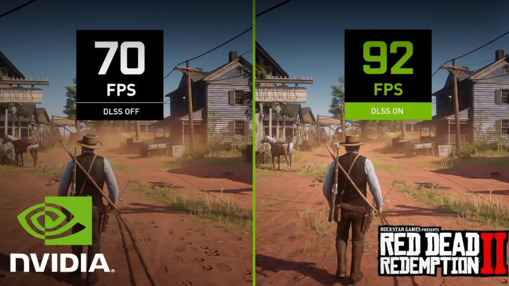 DLSS on vs off FPS comparison in Red Dead Redemption 2 with Nvidia GPU