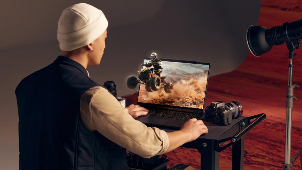 Gaming laptop showing powerful 3D graphics scene