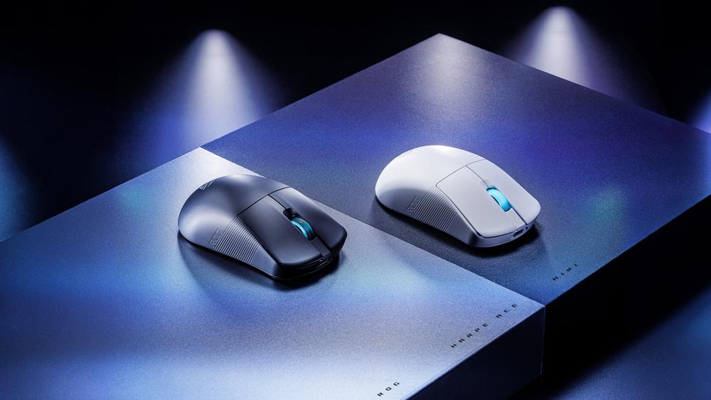 Two gaming mice showing size and shape comparison