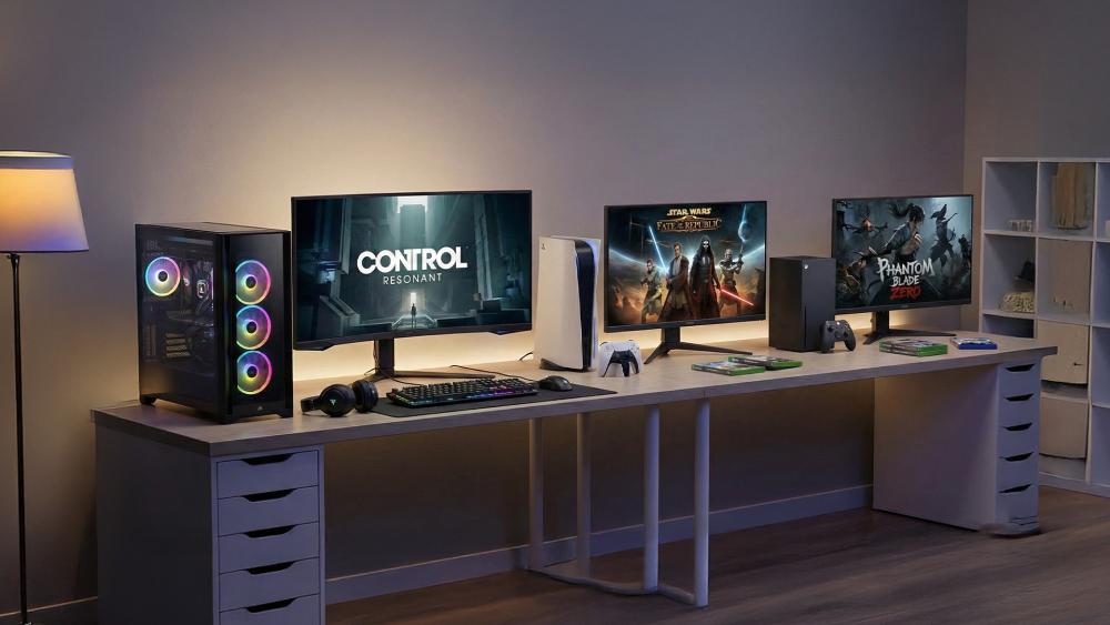 PC, PlayStation and Xbox gaming setups for upcoming games