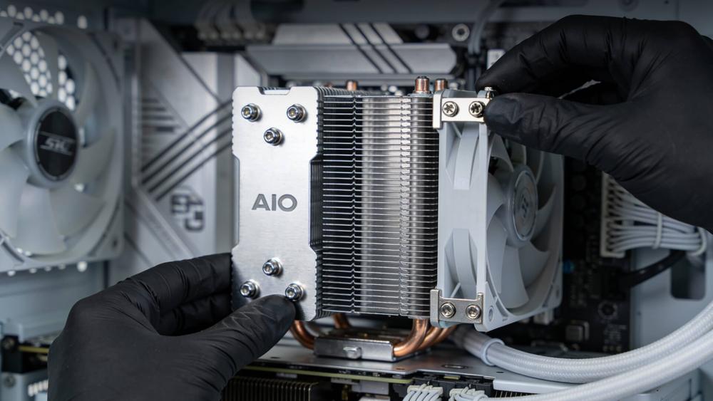 Installing AIO CPU cooler inside a white gaming PC case