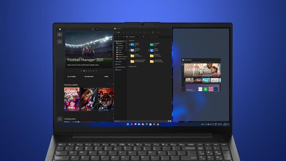 Modern Lenovo office laptop showing Windows interface and multitasking performance