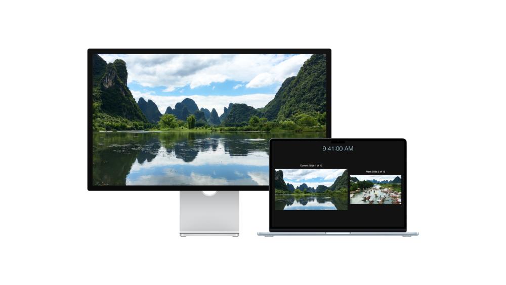 MacBook Air connected to external display showing dual screen setup