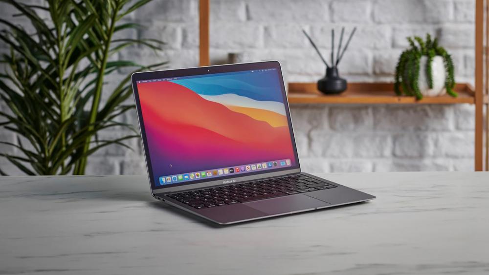 MacBook Air in workspace setup with clean desk environment