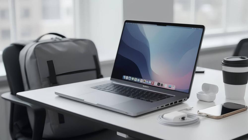 Apple MacBook Pro 14 M5 on desk with accessories for creative use