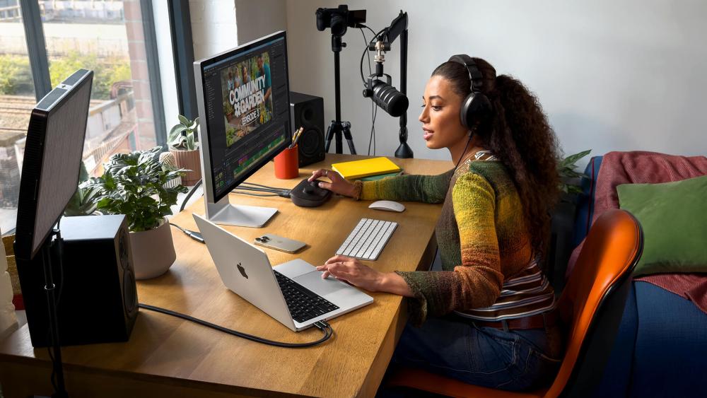MacBook Pro for content creation and video editing workspace