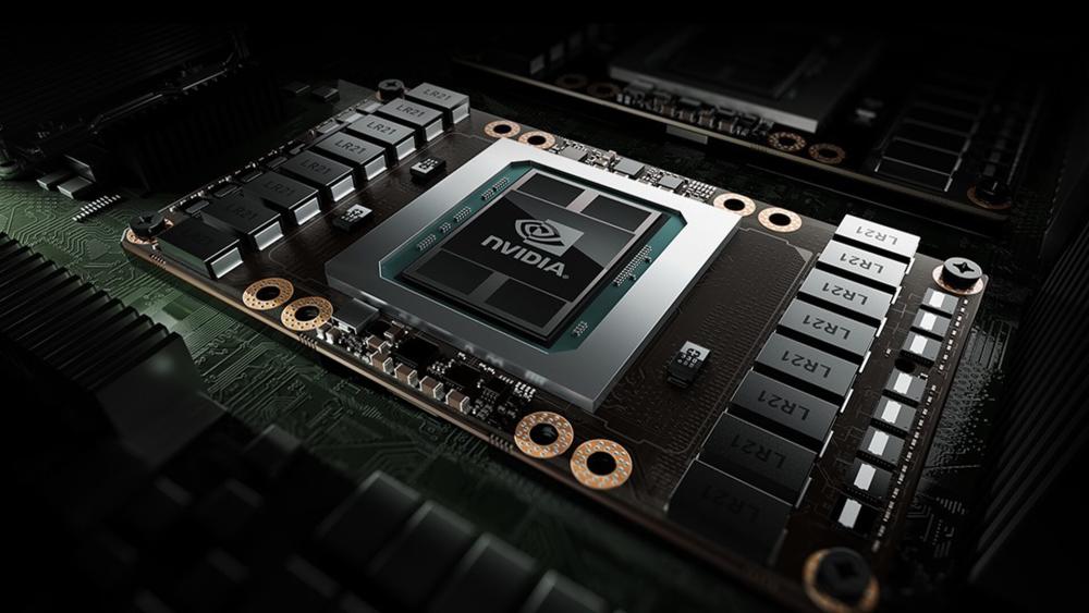 Close-up of Nvidia GPU chip