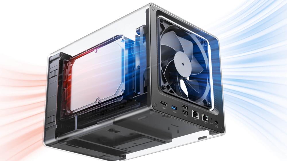 QNAP NAS internal cooling fan and airflow design for UK office storage