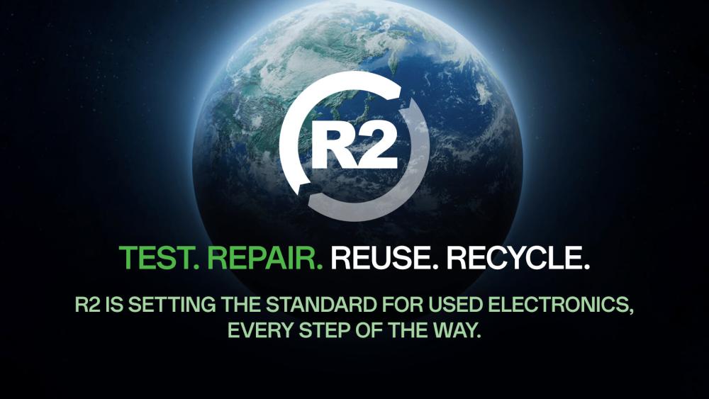 R2 certification logo promoting electronics reuse and recycling.