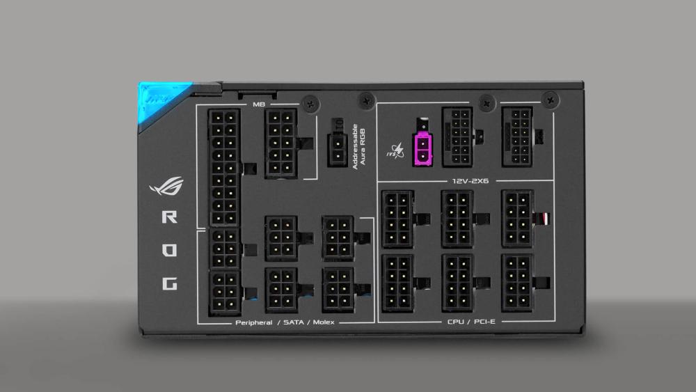 Rear connector layout of fully modular ROG power supply