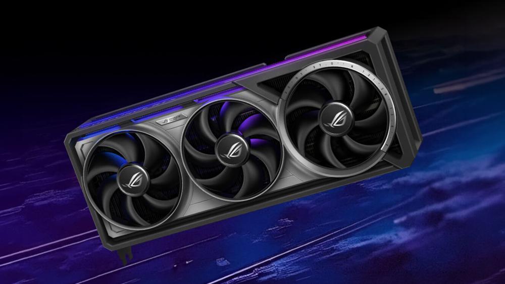 ROG RTX graphics card with triple fan design for high end gaming