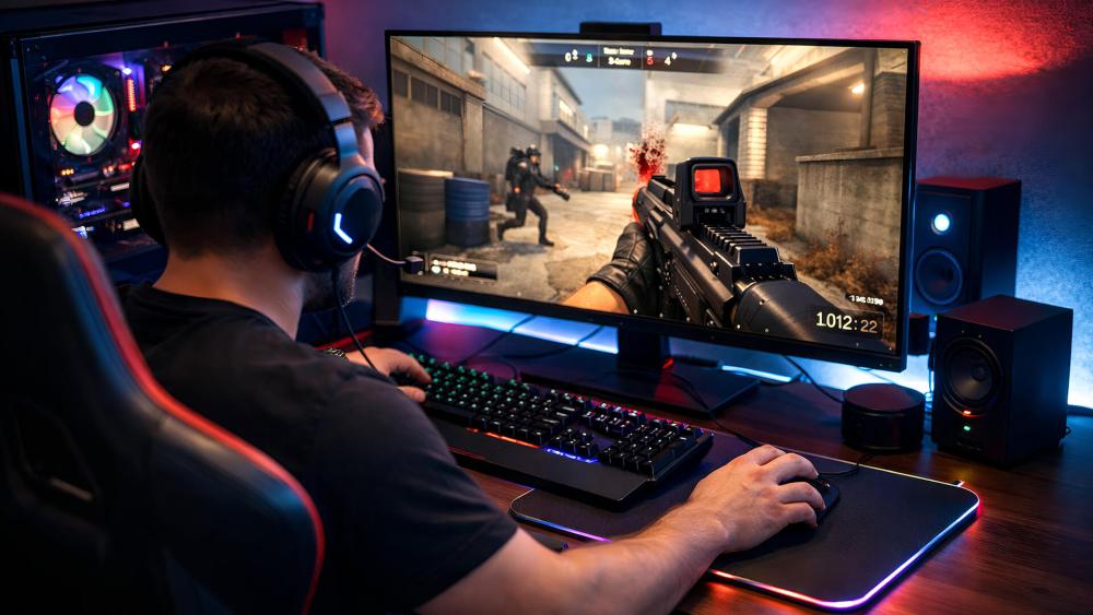 Gamer using a high refresh gaming PC powered by Ryzen 7 9850X3D