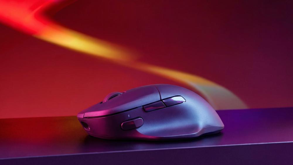 Wireless gaming mouse with RGB lighting side profile