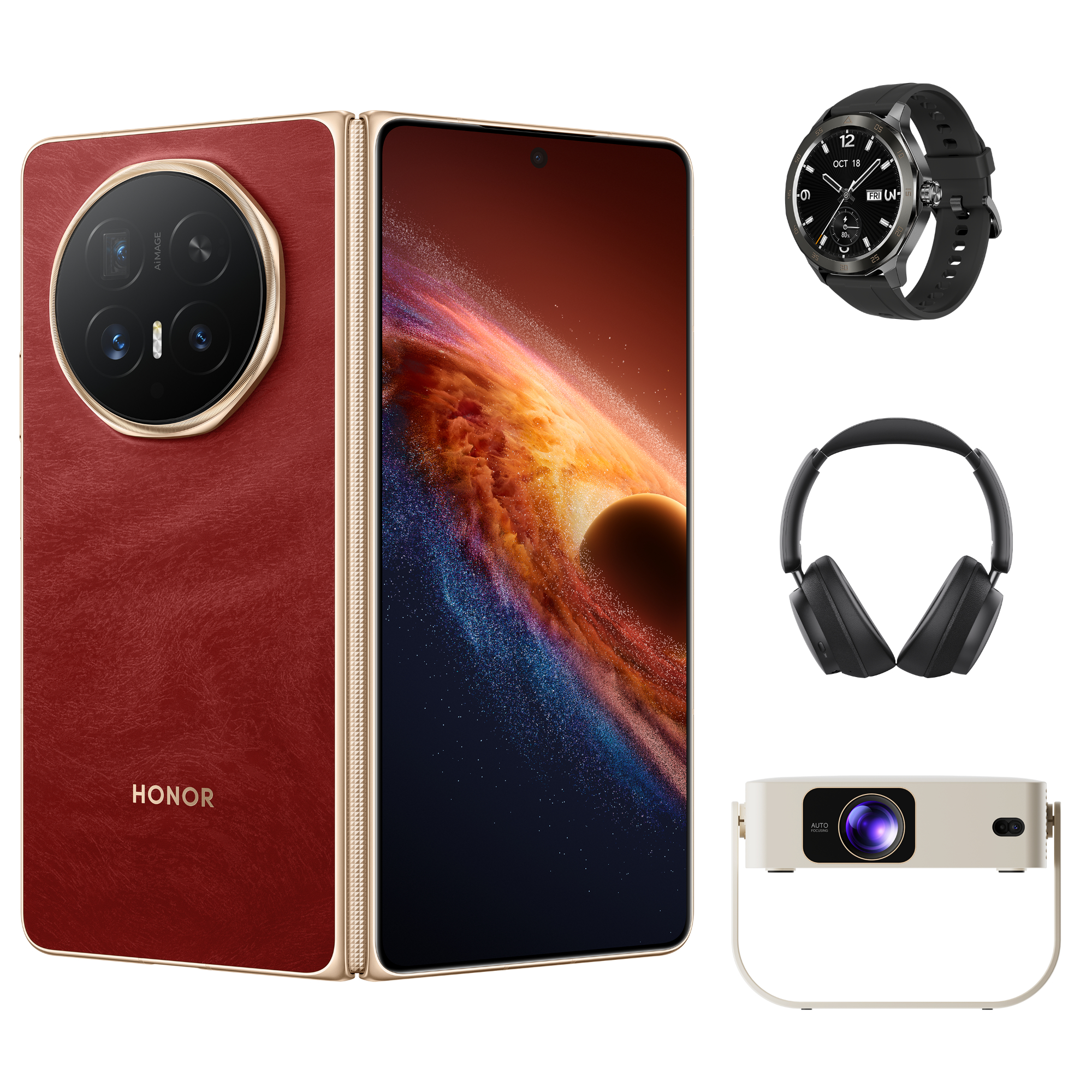 Image of HONOR Magic V6 6.52" OLED Snapdragon 8 Elite 16GB RAM 512GB Storage 5G Dual-SIM MagicOS Smartphone - Red 5109CEUA