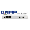 Front view of Qnap QSW-M2108-2S showcasing 8 Gigabit Ethernet RJ45 ports and 2 SFP+ ports
