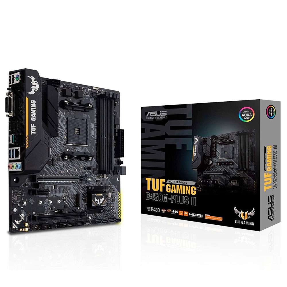 ASUS TUF Gaming B450M-Plus II micro ATX motherboard with AM4 socket
