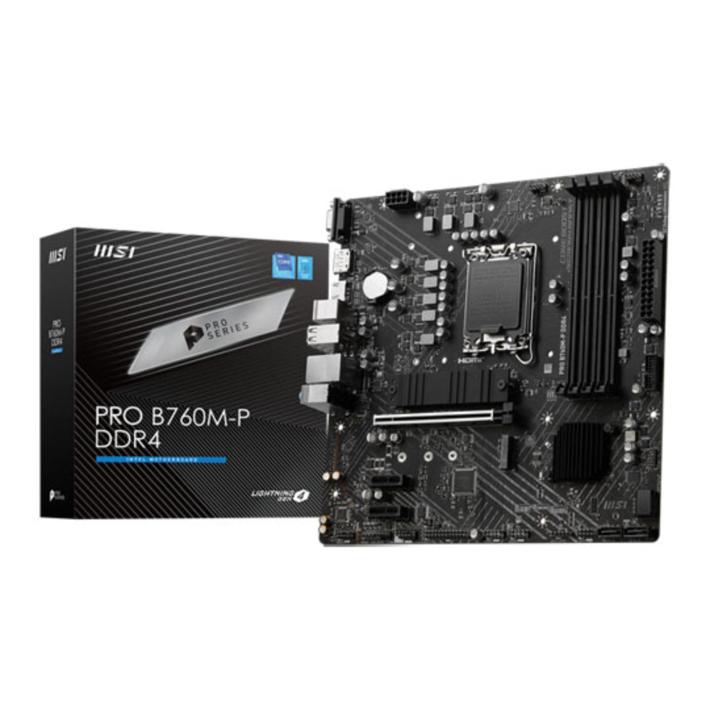 MSI Intel B760 PRO B760M-P DDR4 microATX motherboard with advanced performance features for compact builds.
