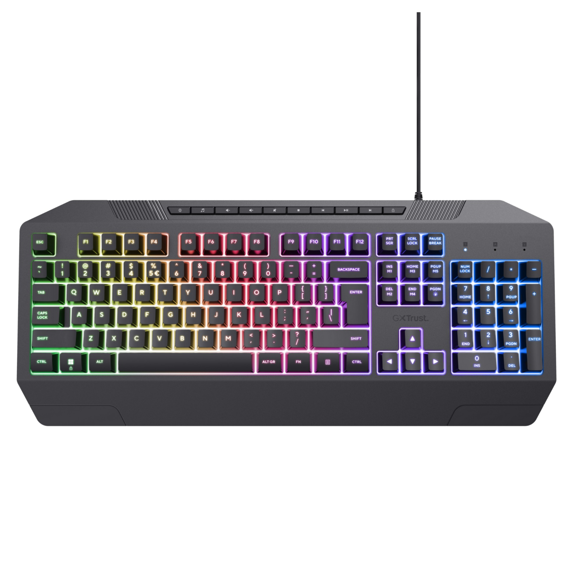 Trust Black Gxt 836 Evocx Full-Size Wired Illuminated Gaming Keyboard
