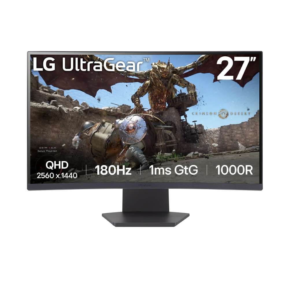 LG UltraGear 27GS60QC-B.AEKQ 27" Curved Quad HD 180Hz 1ms AMD Freesync Gaming Monitor 