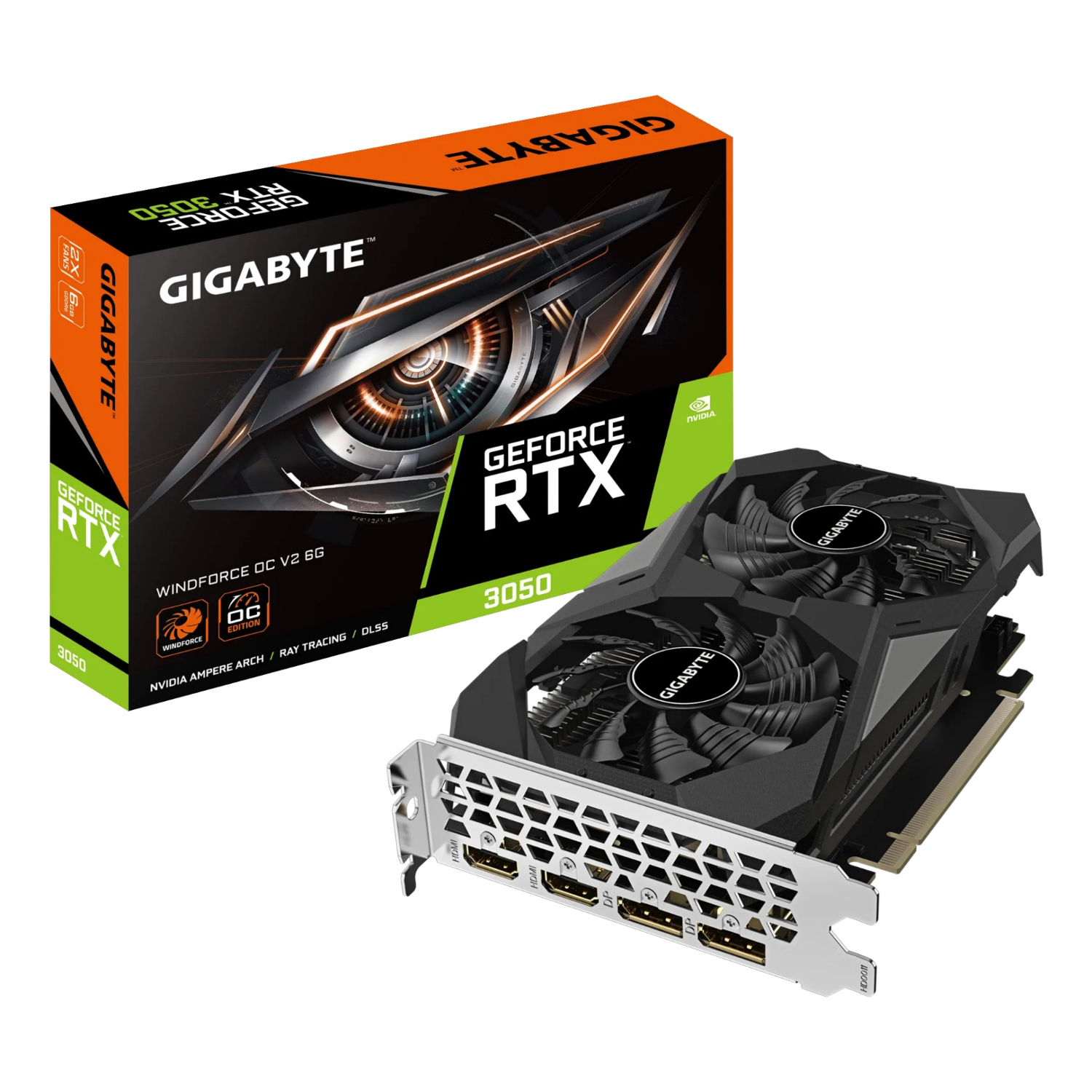 Gigabyte Black Geforce Rtx 3050 Windforce V2 6Gb Oc Graphics Card