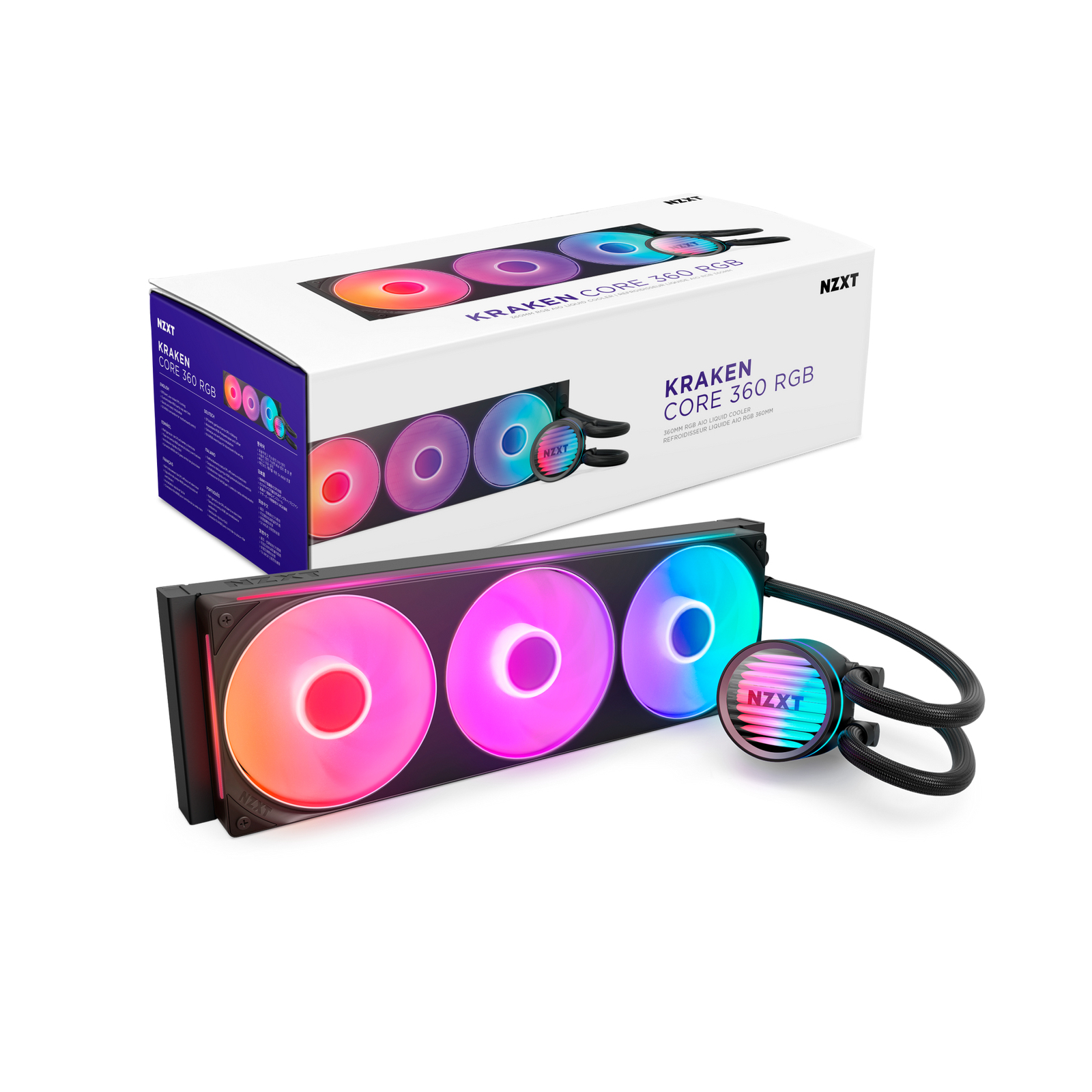 Nzxt Black Kraken Core 360Mm Rgb Intel/Amd Aio Liquid Cpu Cooler