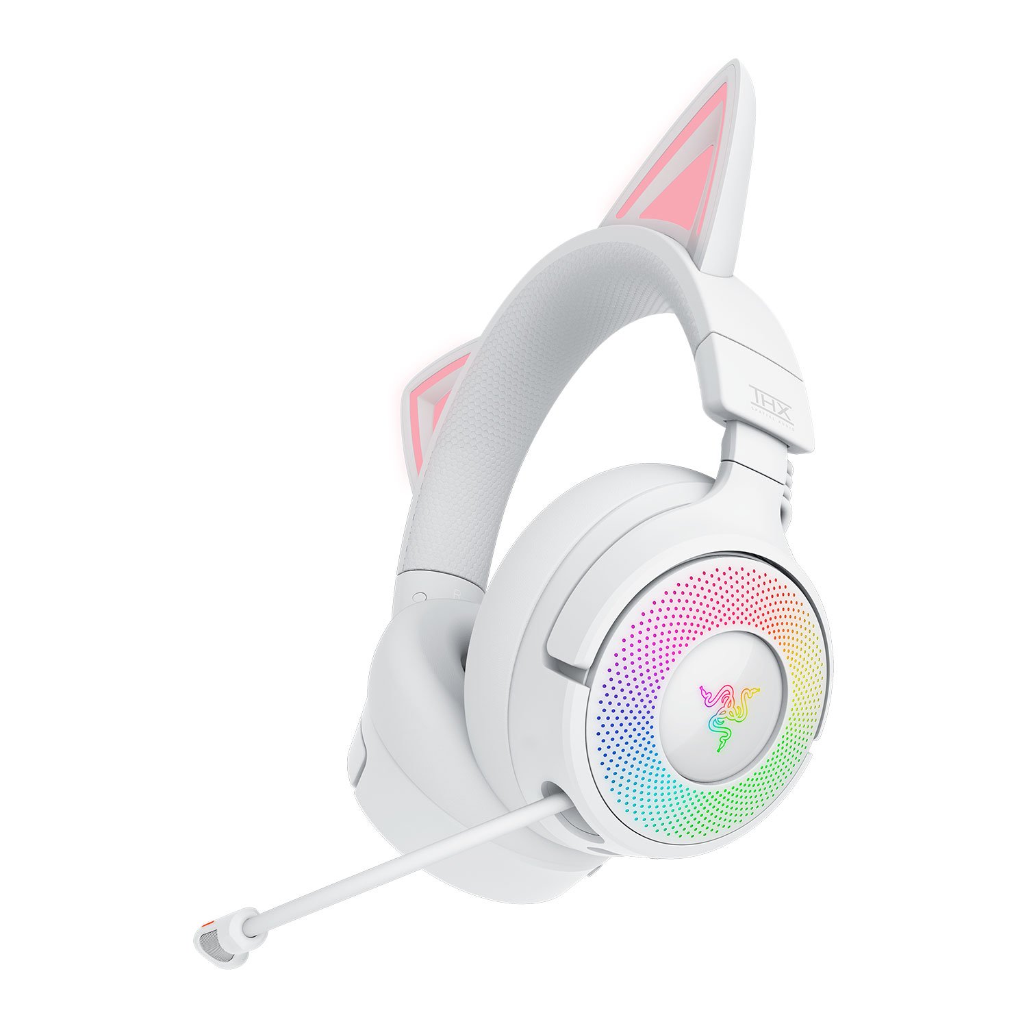 Razer Size 3 White Kraken Kitty V3 Pro Wireless Gaming Over-Ear Headset With Chroma Rgb