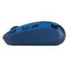 Side view of Microsoft Bluetooth Wireless Mouse with soft side for soft fingers and thumb grip with blue nightfall camo pattern 