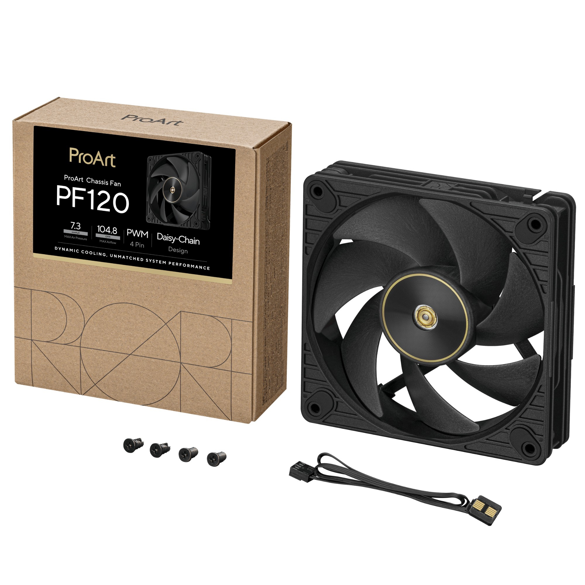 Asus Black Proart Pf120 Pwm Single Pack Computer Fan Case