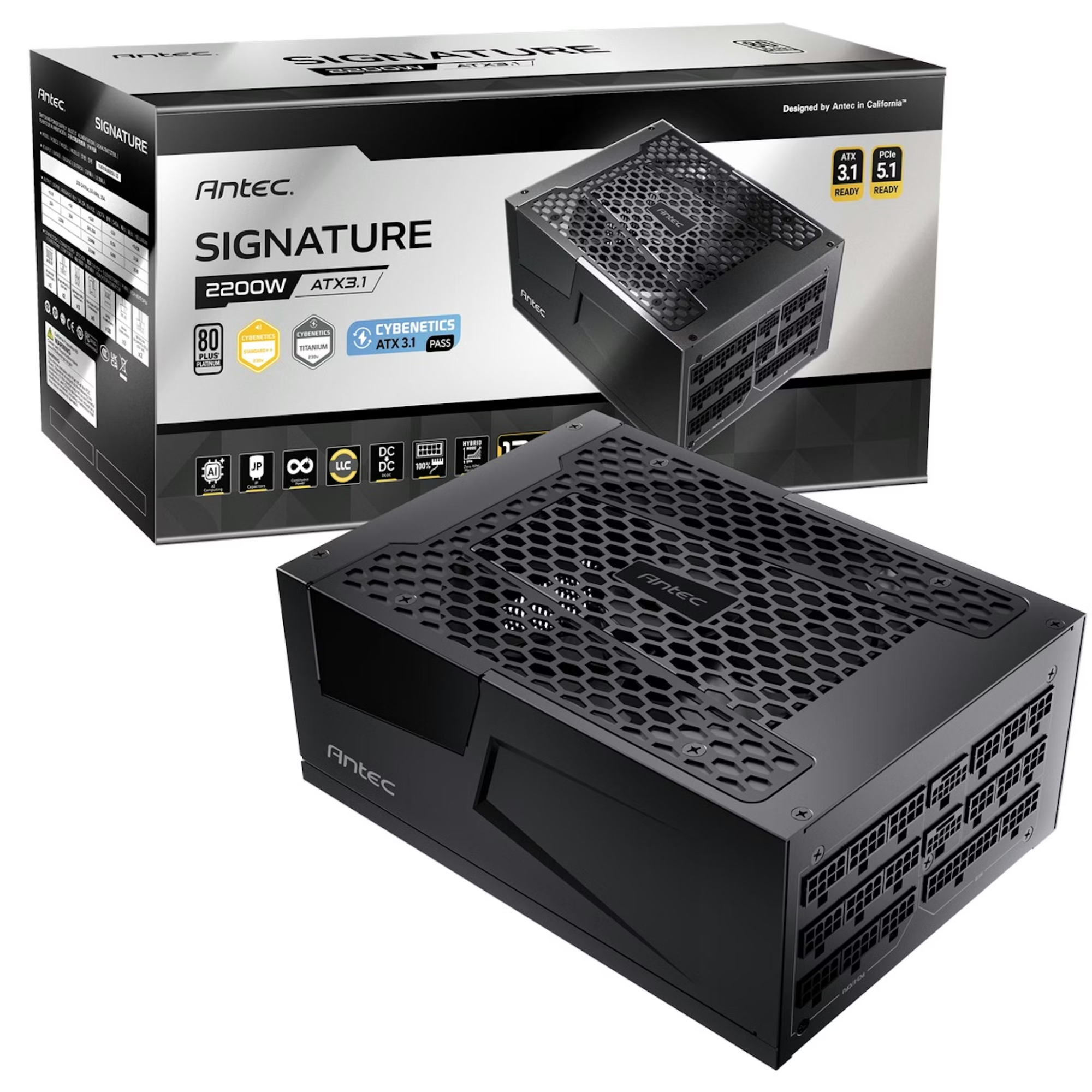 Antec Size 3.1 Black Signature 2200 Atx 2200W 80Plus Platinum Psu Power Supply