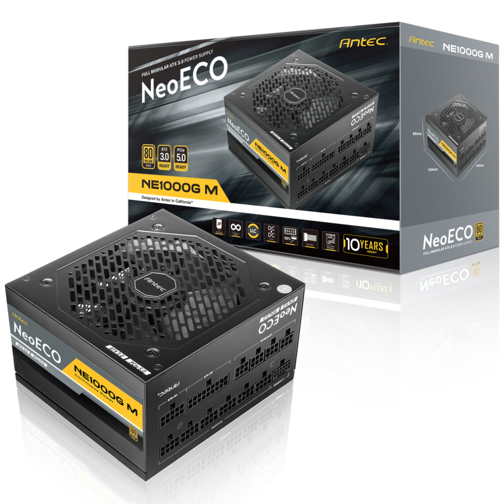 Antec Size 3.0 Black Neo Eco Modular Ne1000g Atx 1000W 80Plus Gold Psu Power Supply