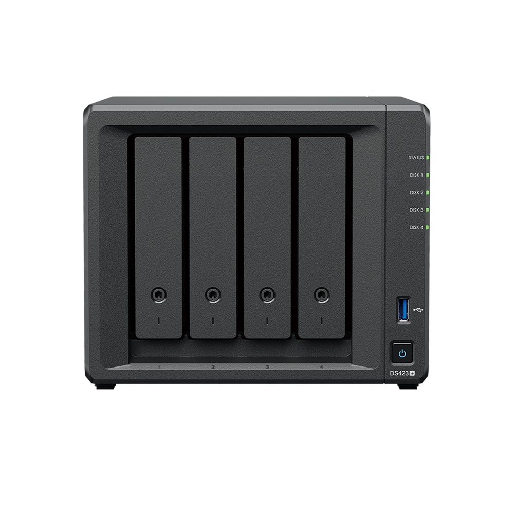Synology DS423+ 4-Bay NAS Enclosure with 2GB RAM, designed for home and business use.
