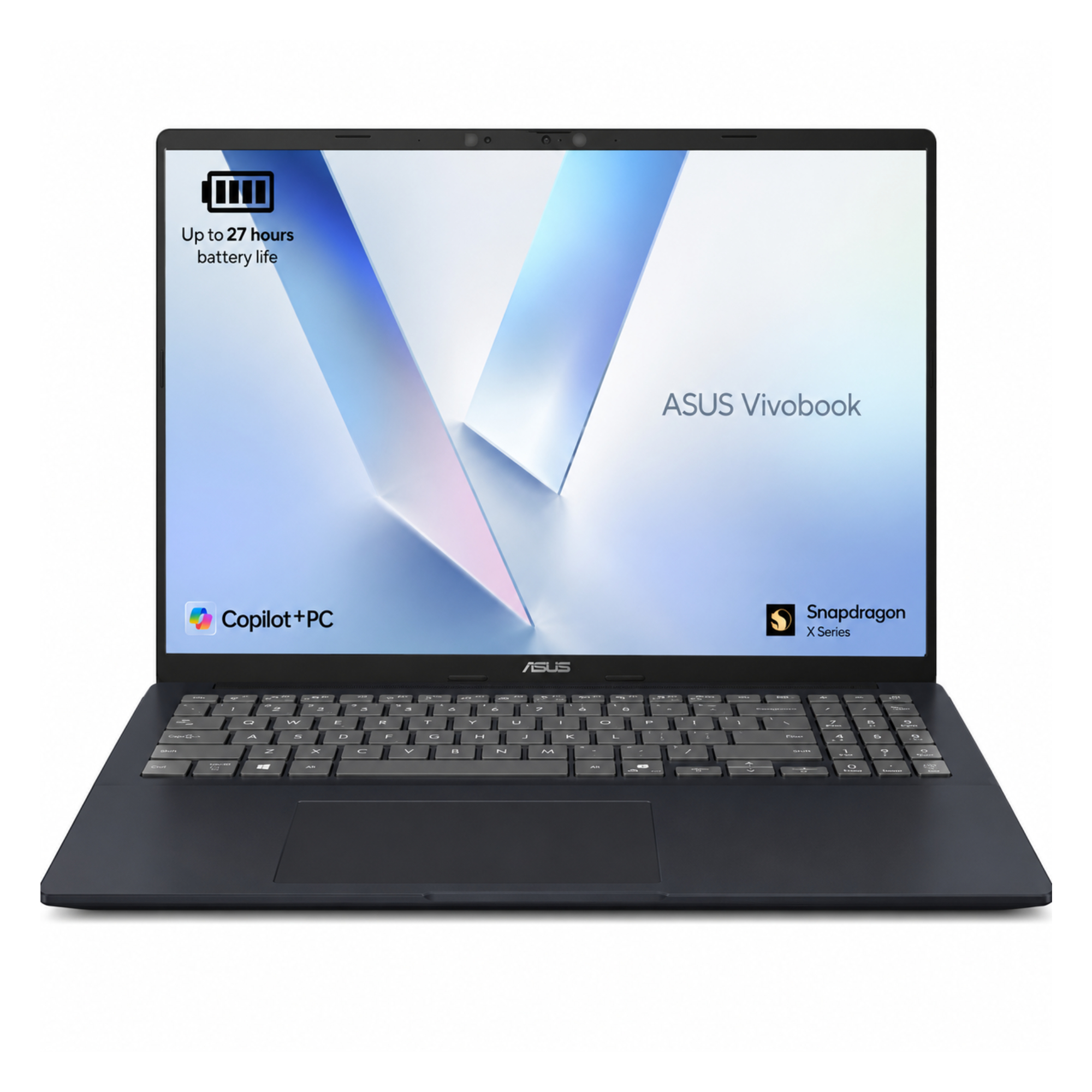 Asus Size 11 Blue Vivobook Snapdragon X X1-26-100 16Gb Ram 512Gb Ssd 16" Windows Home Copilot+ Laptop