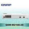 Close-up of Qnap QSW-M2108-2S network switch with web-managed L2 functionality
