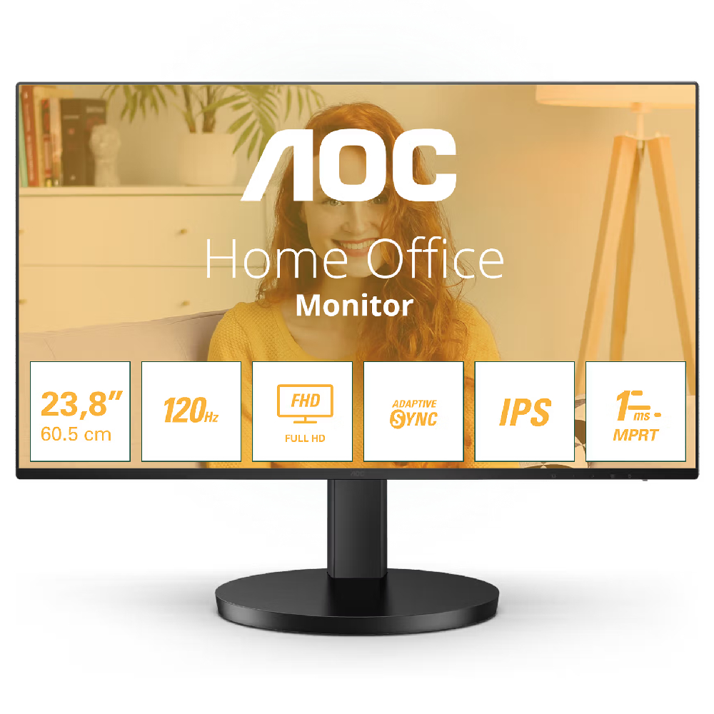 Aoc Size 24 Black 24B3ha2 23.8" Full Hd Ips Monitor - 100Hz, Adaptivesync, 1Ms Response Time, Eye Comfort Tech