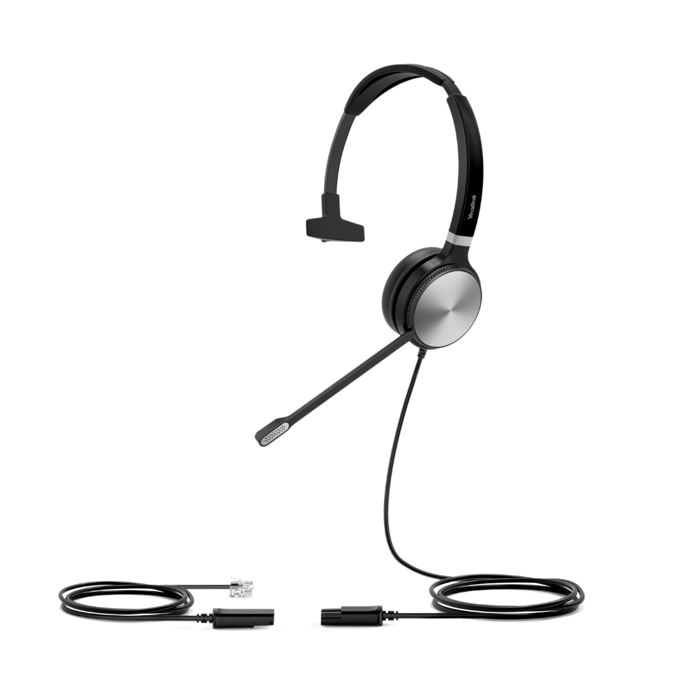 Yealink Black, Silver Yhs36 Mono Qd To Rj9 Telephone Wired Noise Cancelling Microphone Headset