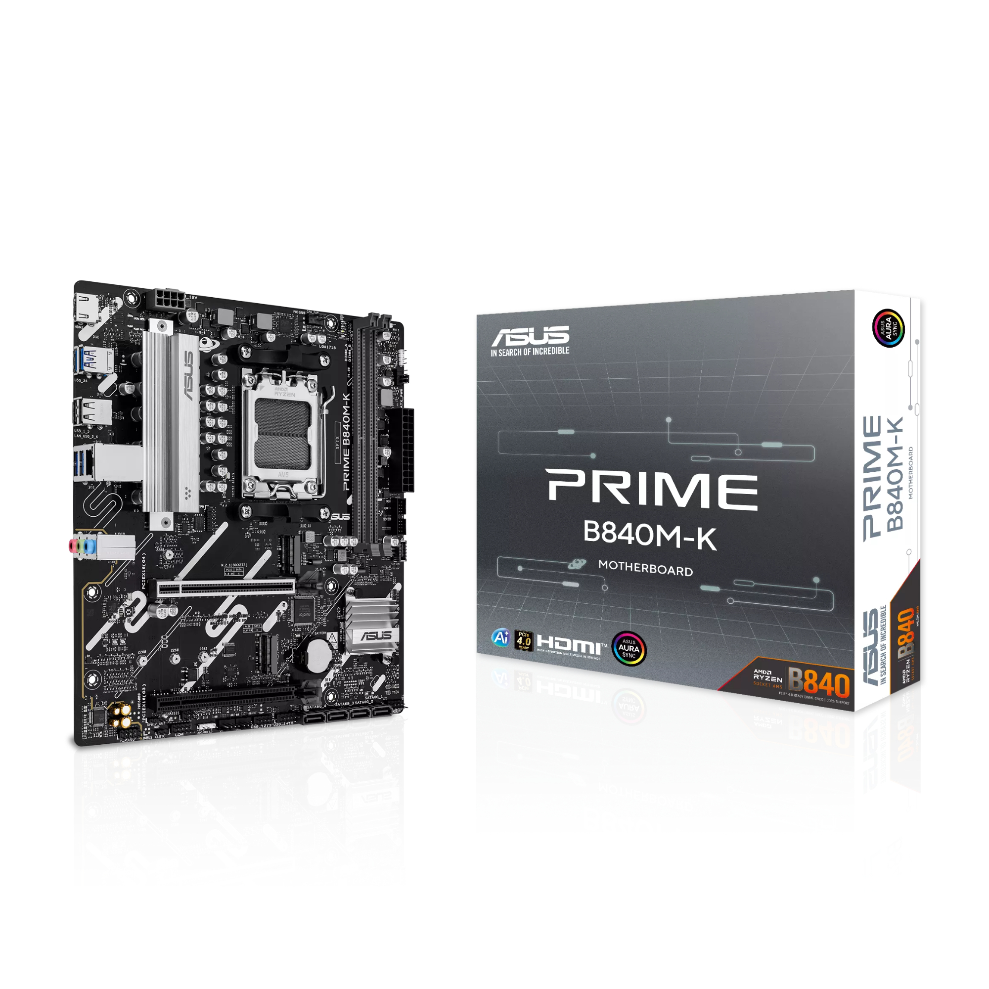 Asus Large Black Prime B840m-K Ddr5 Micro-Atx Socket Am5 Motherboard