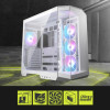 Close-up of MSI MAG PANO 100R PZ front panel with sleek white finish and modern design