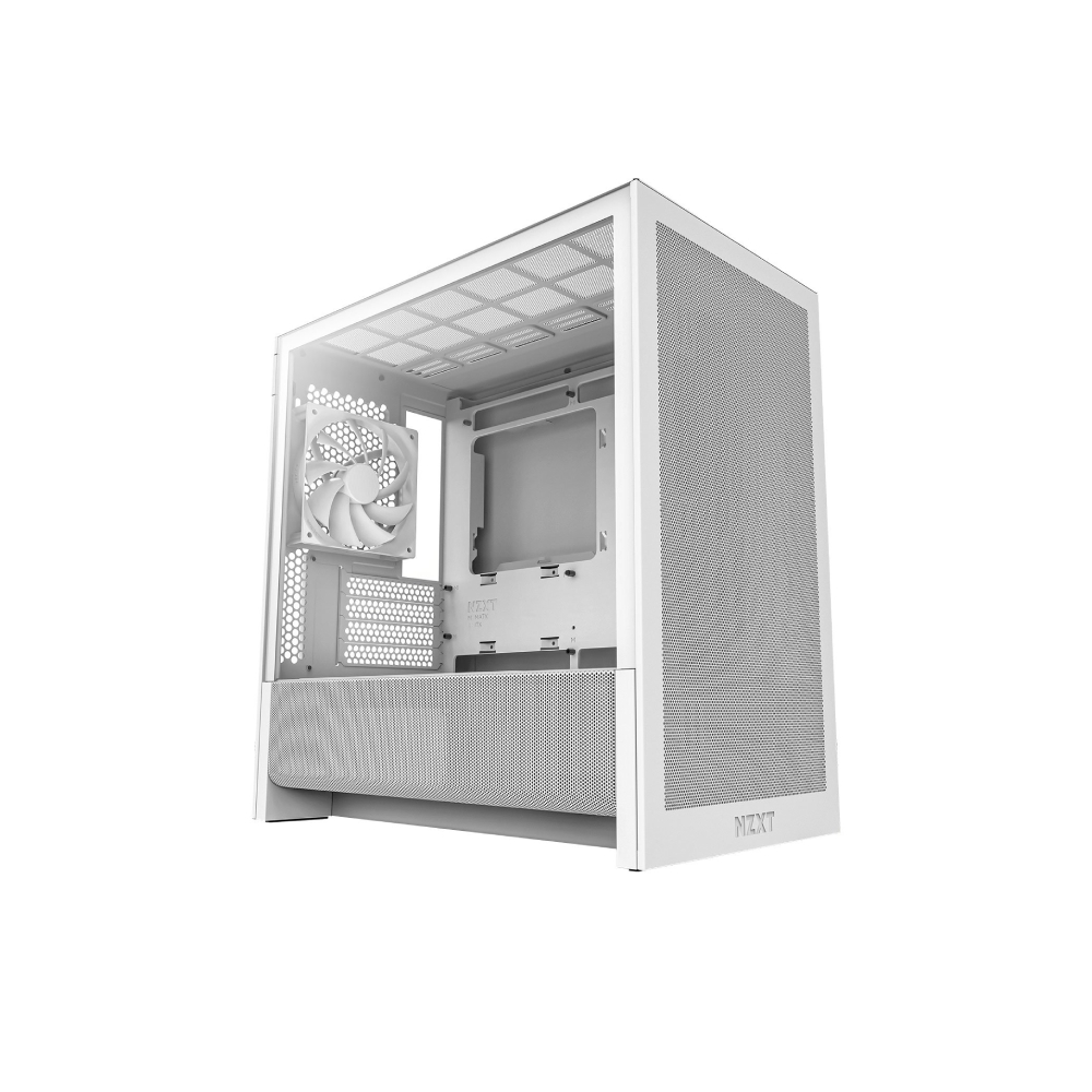 Nzxt Small White H3 Flow Tempered Glass Micro-Atx Gaming Pc Case