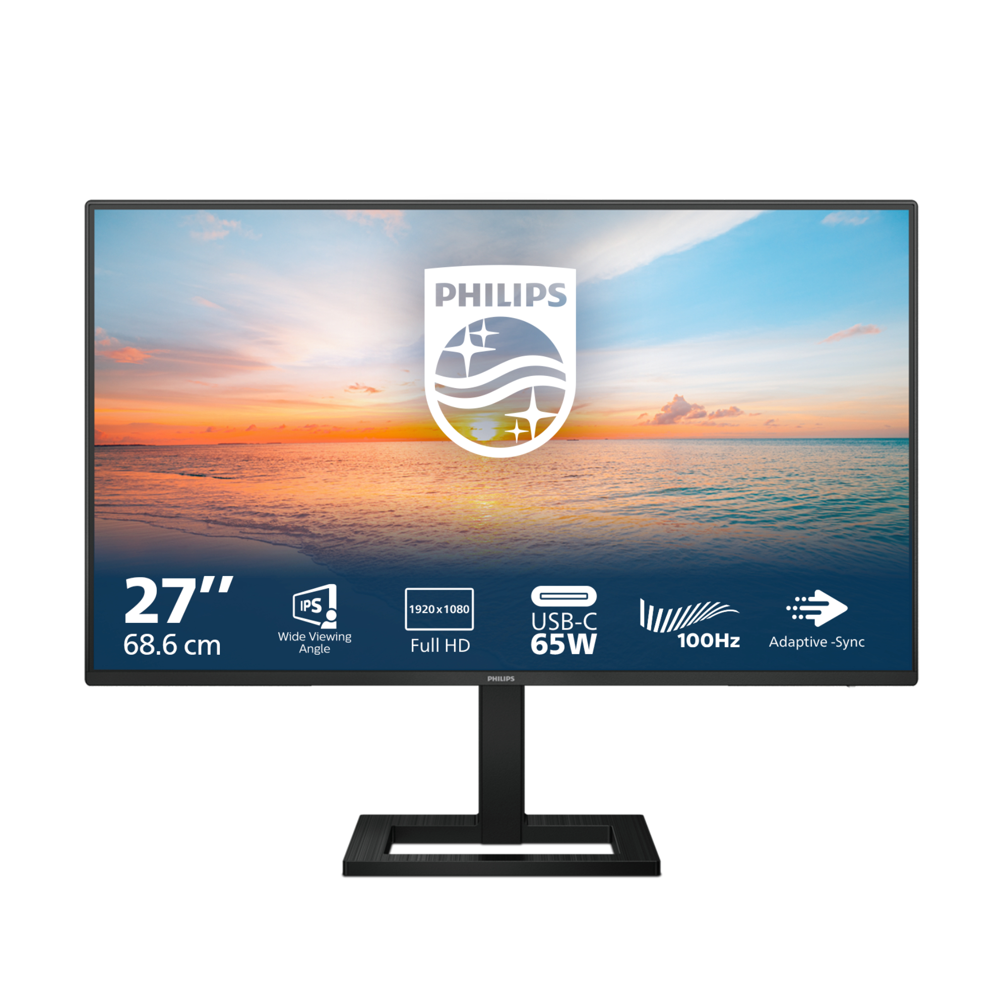 Philips Size 27 Black Refurbished - 27E1n1300ae 27" Full Hd 100Hz 4Ms Height Adjustable Monitor With Speakers