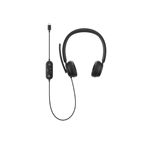 Microsoft Modern USB On-Ear Headset with noise-canceling microphone in black
